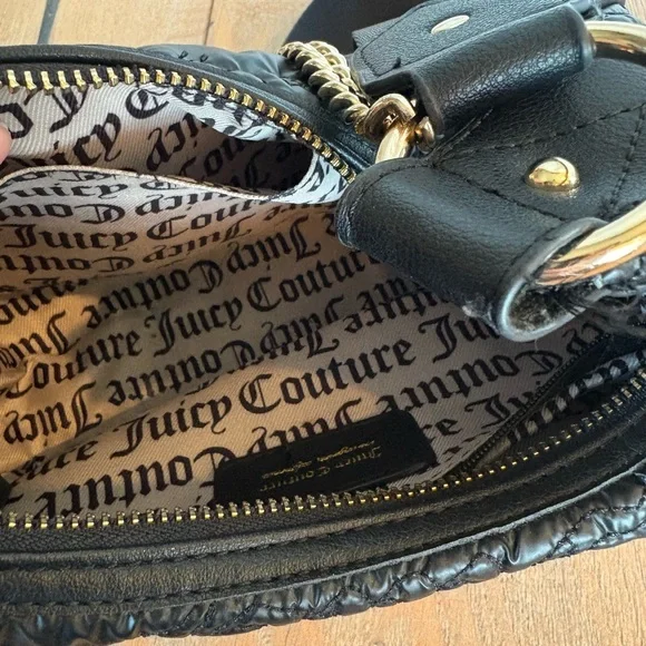 Juicy Couture Y2K Black Quilted Shoulder Bag with Gold Chain - Picture 5 of 6